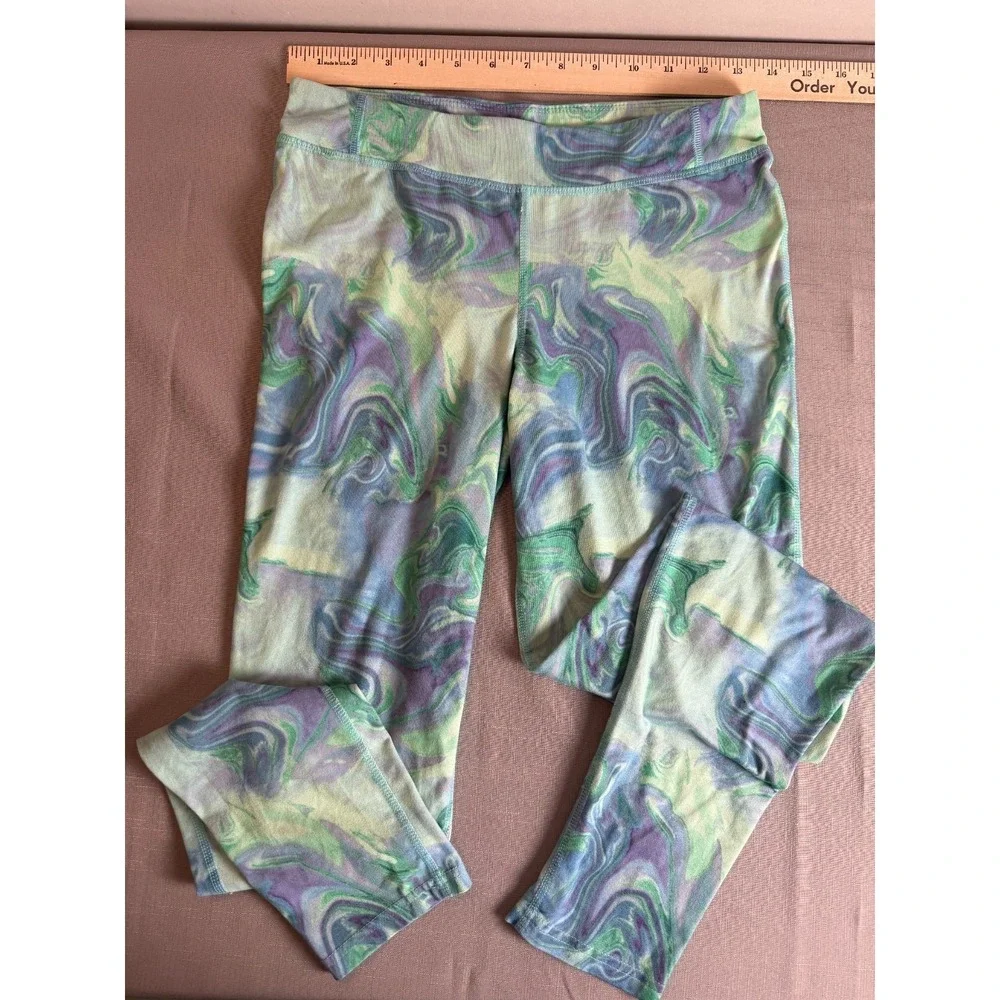 Girls Champion Active Pants Size XL 14-16 Leggings Green Blue - Picture 7 of 9